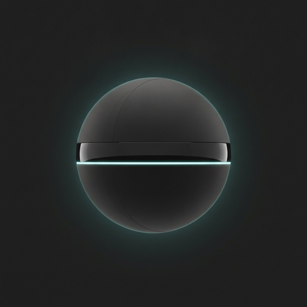 BallDrones Orb One – a seamless graphite sphere with a single equator sensor band and hidden propulsion.